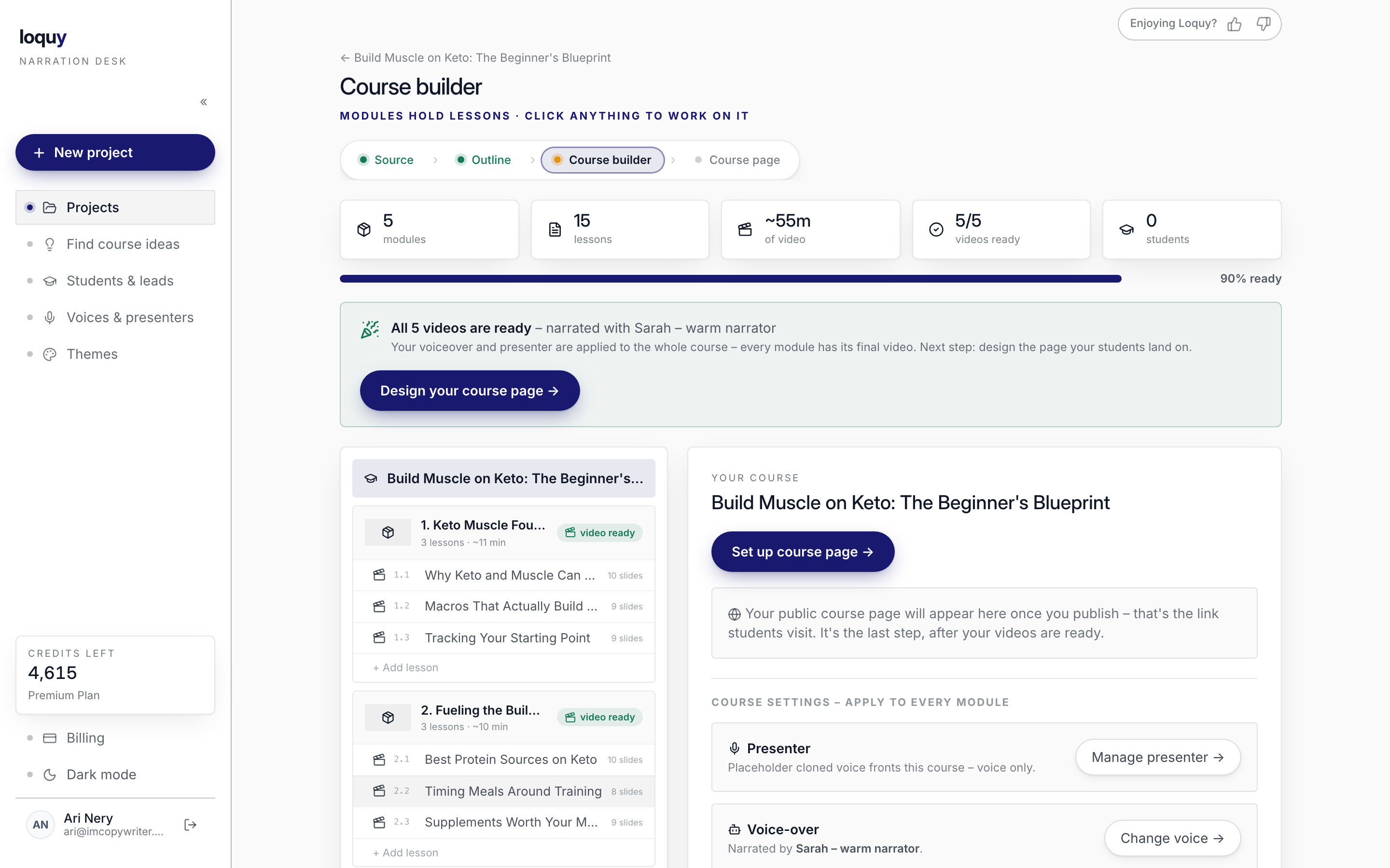 The Loquy course builder