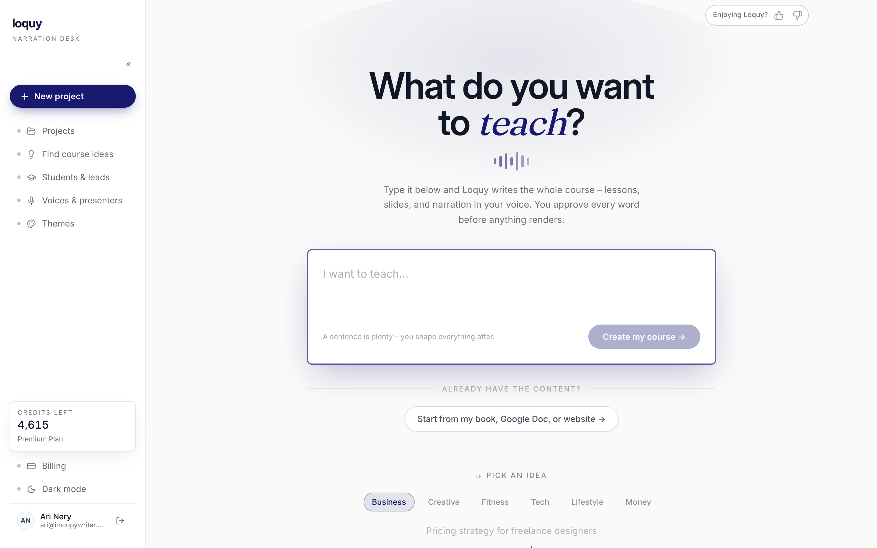 Loquy import options - book, document, website or idea